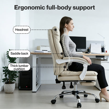 Levede Office Chair Ergonomic Executive Chair Heavy Duty  155°Reclining Leather