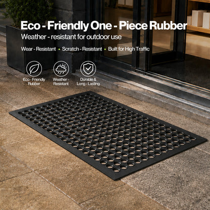 Marlow Door Mat Outdoor Rubber Boot Scraper Drainage Non Slip for Outside Black