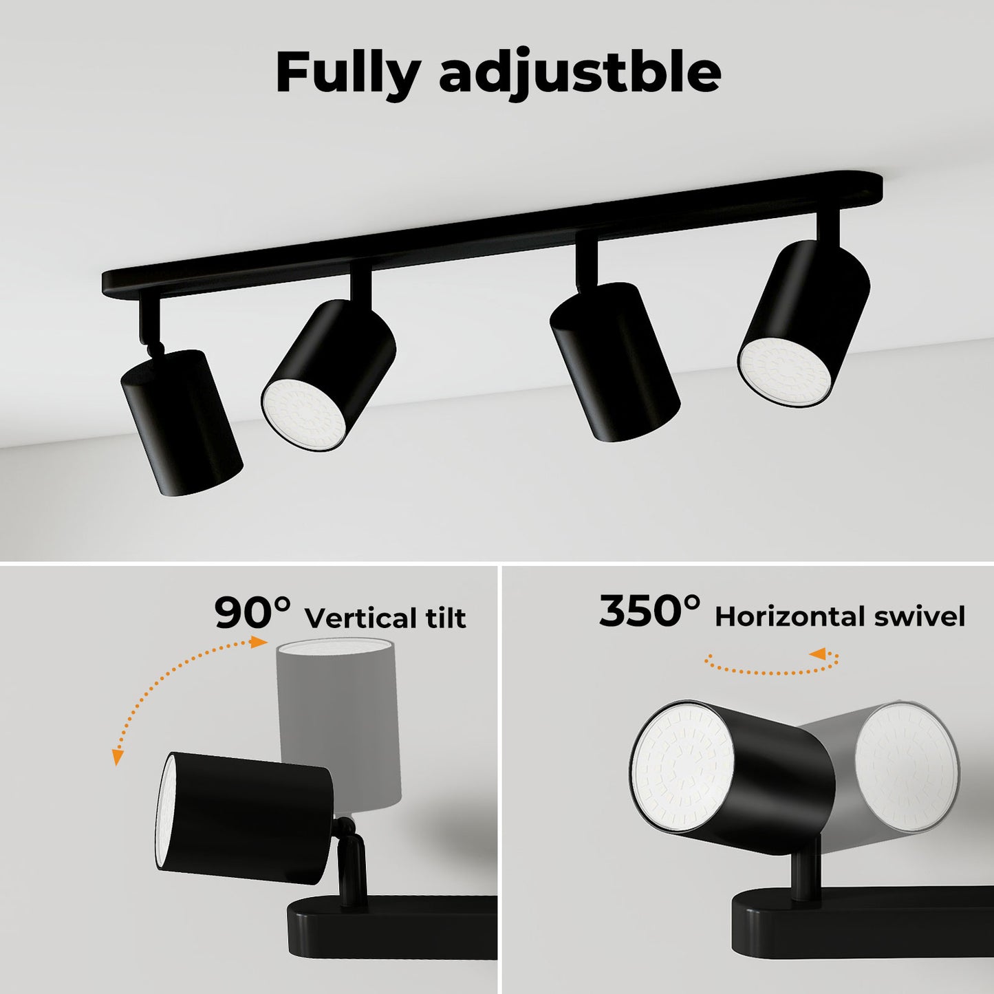 EMITTO Ceiling Spotlight Adjustable Kitchen Bar Spot Light LED GU10 No Bulbs