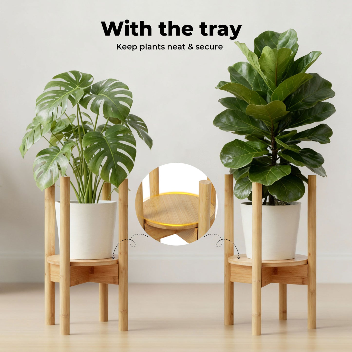 Levede Bamboo Adjustable Plant Stand Indoor Outdoor Modern Display Stand Rack