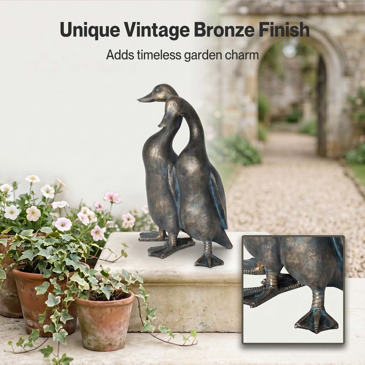 Levede  Outdoor Resin Duck Sculpture Garden Ornaments Patio Yard  Bronze color
