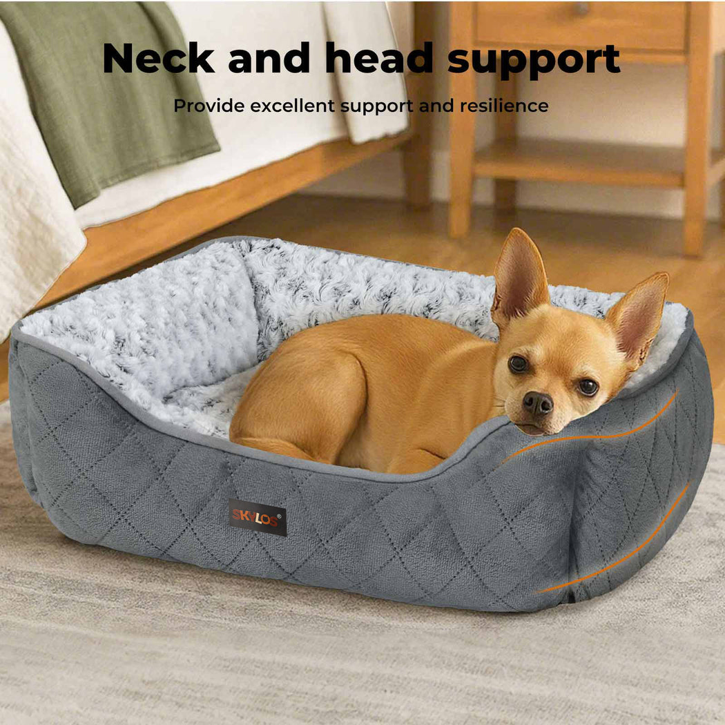 Skylos Pet Dog Cat Calming Bed Comfy Puppy Fluffy Cushion Plush Washable Large