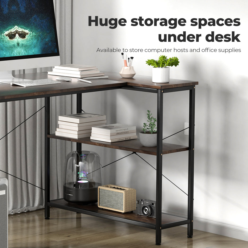 Levede L Shaped 120cm Browm Computer Desk Home Office Laptop Modern