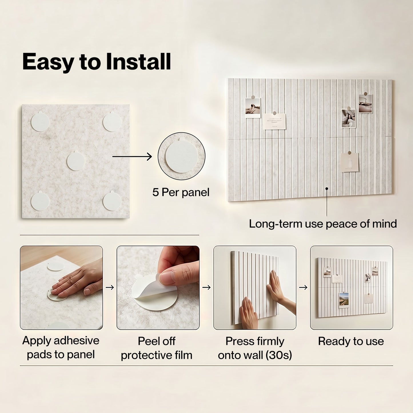 Levede Felt Notice Board 6 Pack Wall Tiles Pin Board Self Adhesive Beige 30x30cm