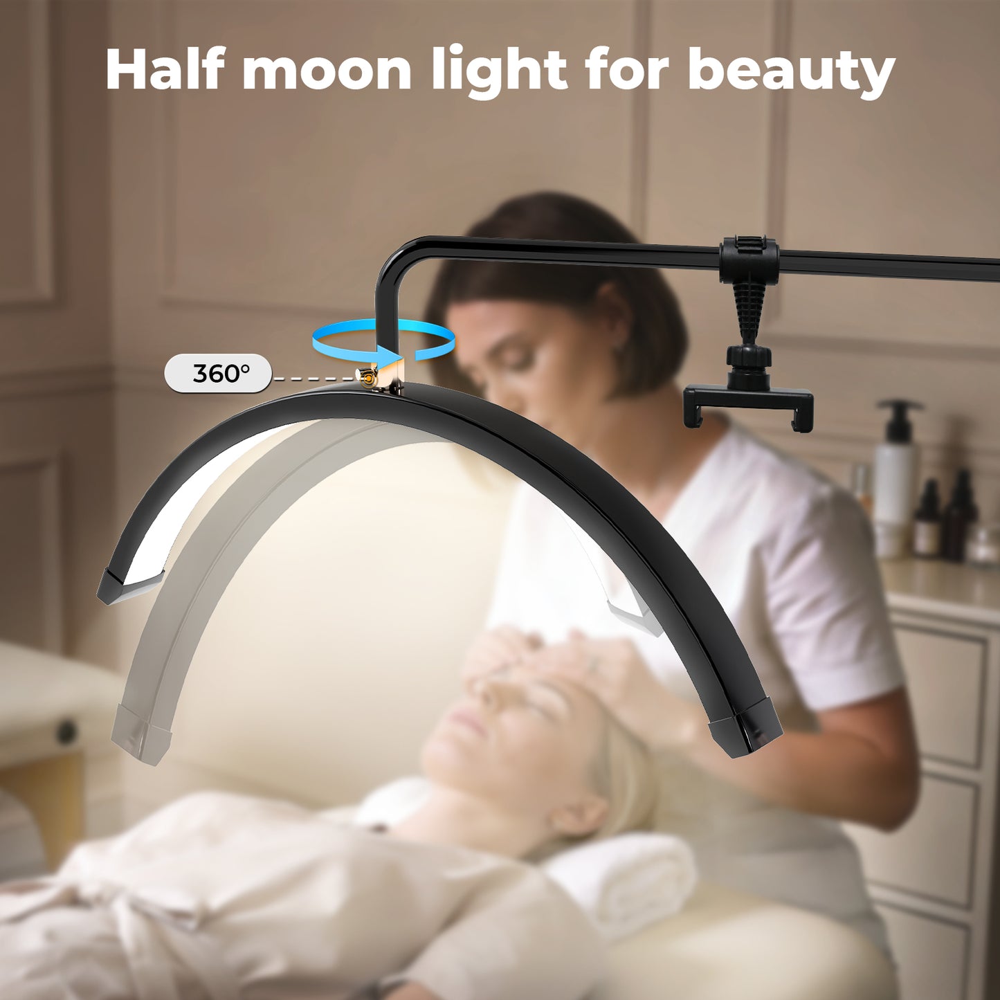 Emitto LED Lash Light Half Moon Lamp for Lash Extension Tattoo Aluminium Alloy
