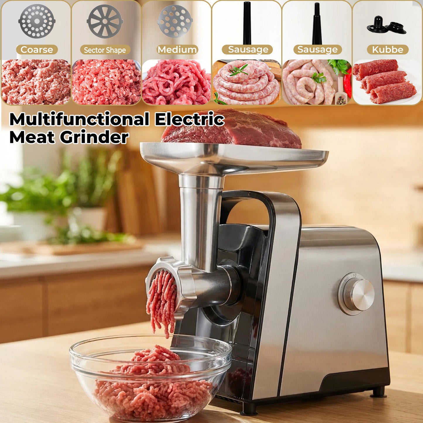 Spector Meat Grinder Electric Mincer Sausage Filler Kibbe Maker Stainless Steel
