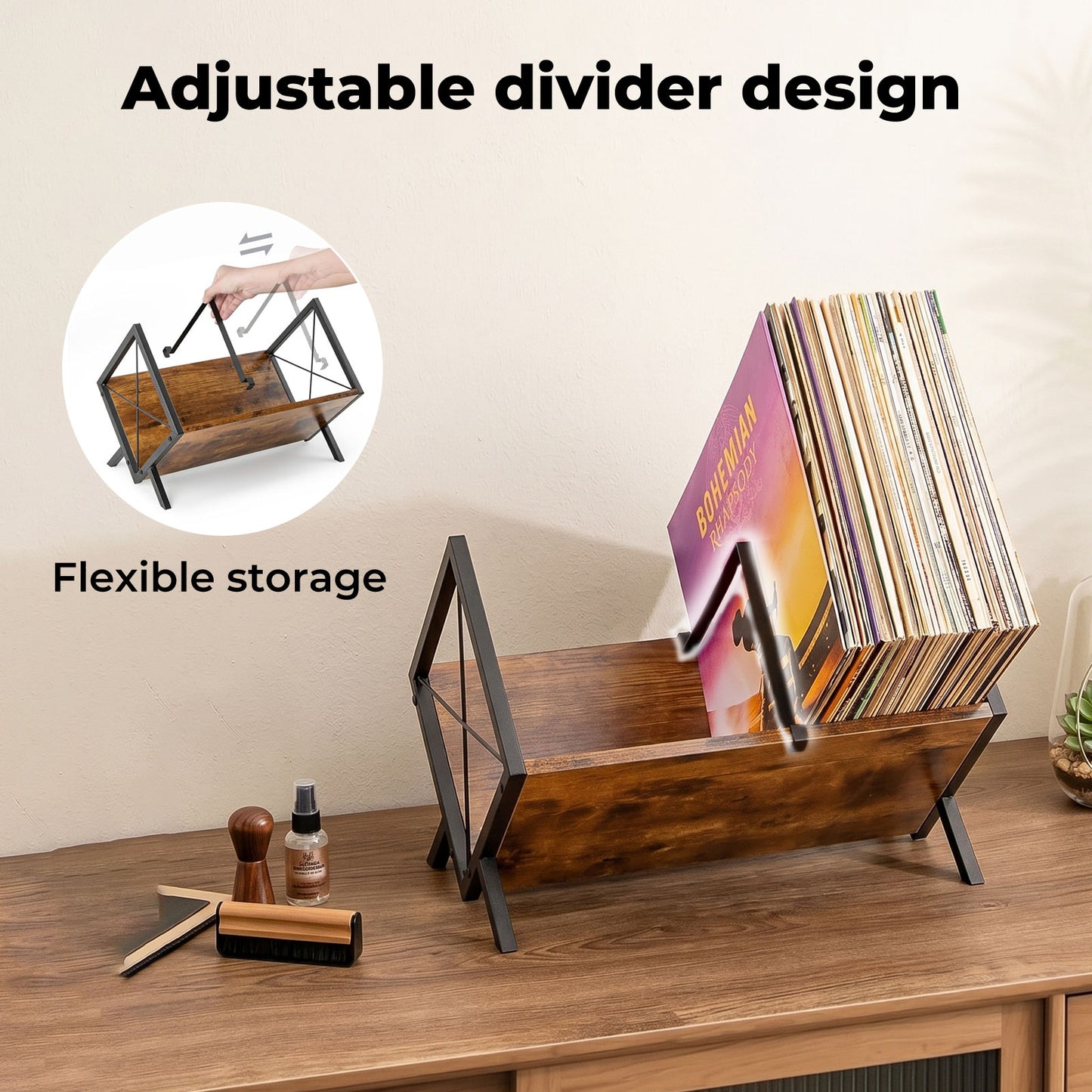 Levede Vinyl Record Storage Rack LP Collection Organiser Album Holder Stand