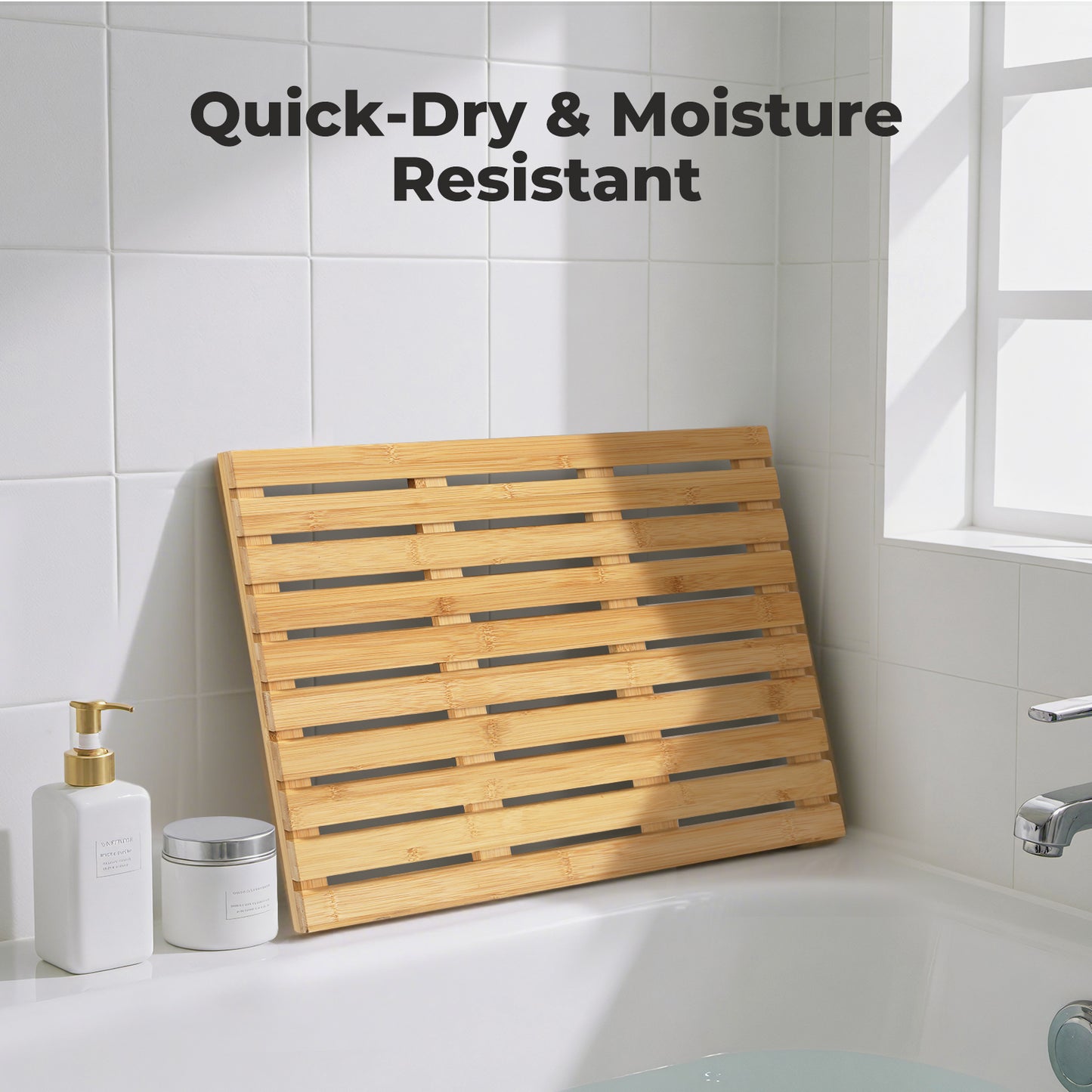 Levede Slatted Duck Board Shower Bath Mat Natural Bamboo Anti-Slip Rectangle