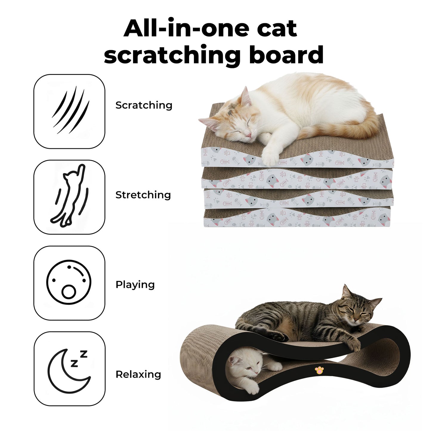 Skylos Cat Scratching Board Durable Recyclable Cardboard Scratcher Lounge Bed