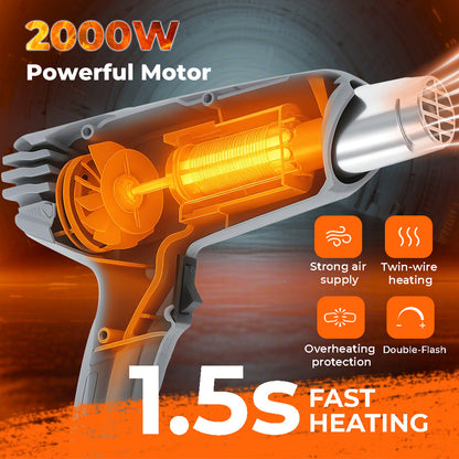 Traderight 2000W Heat Gun Hot Air Blower 2 Temperature Paint Remover  4 Nozzles