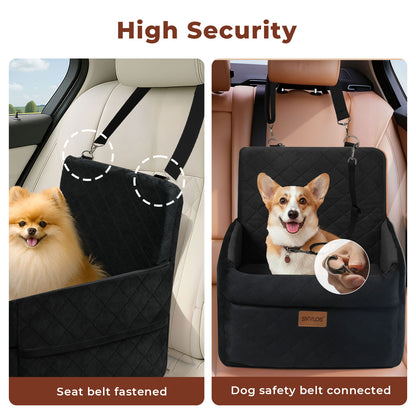 Skylos Dog Booster Car Seat Cosy Cats Pet Travel Bed with Safety Leash Black