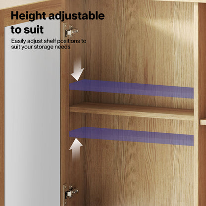 Levede Bathroom Mirror Cabinet Wall Mounted Cupboard with Storage Shelf Oak 56cm