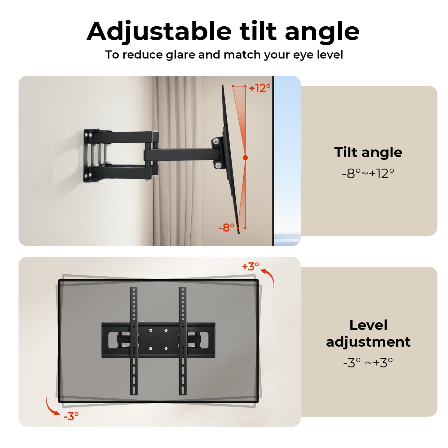Levede TV Wall Bracket Full Motion Swivel Tilt for 32 40 42 46 50 55 65" TV