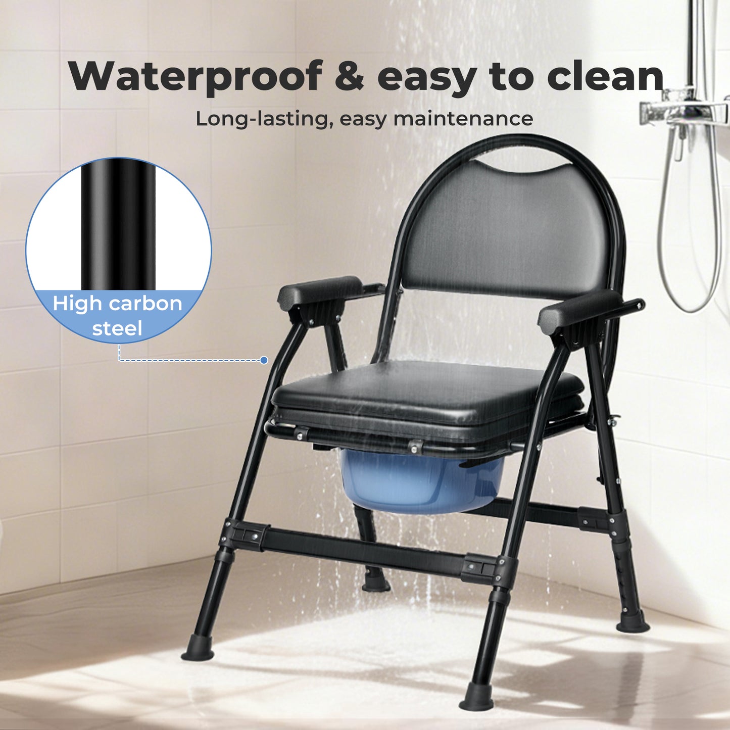 Levede Commode Toliet Chair for Disabled Folding Adjustable Remmoveable Seat