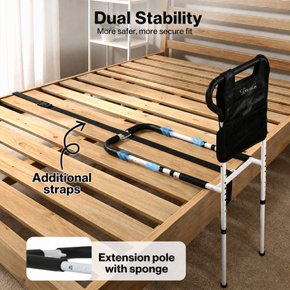 Levede Bed Rail Frame Adjustable Bedside Support Bar Bedroom Handle Storage Bag