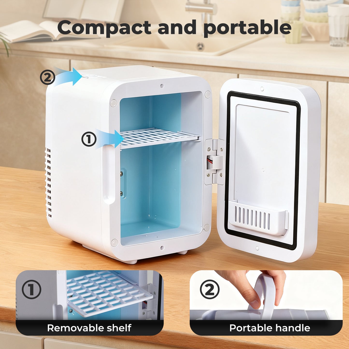 Spector Mini Fridge 5L Portable Tabletop Cooler Warmer LED Makeup Mirror Bedroom