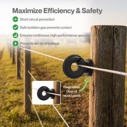 Traderight Electric Fence Insulators Grooved PP+PE Black 120pc