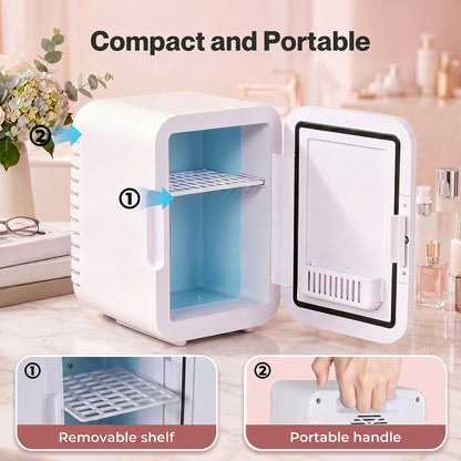 Spector Mini Fridge 5L Portable Small Cooler Warmer LED Makeup Mirror Car Home