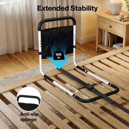 Levede Bed Rails Adjustable Heights Storage Pocket Assist Support Side Railings