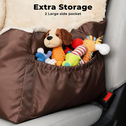Skylos Dog Car Seat for Small Dogs & Cats Cosy Pet Travel Bed with Safety Leash