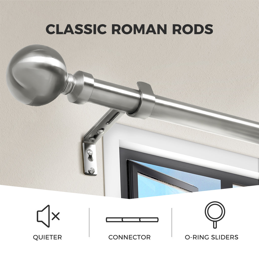 Marlow Steel Curtain Rod Quiet Rail Pole Set Extendable Adjustable Satin Nickel