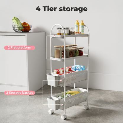 Levede Slim Stroage Trolley Cart on Wheel for Kitchen Bathroom Narrow Space Rack