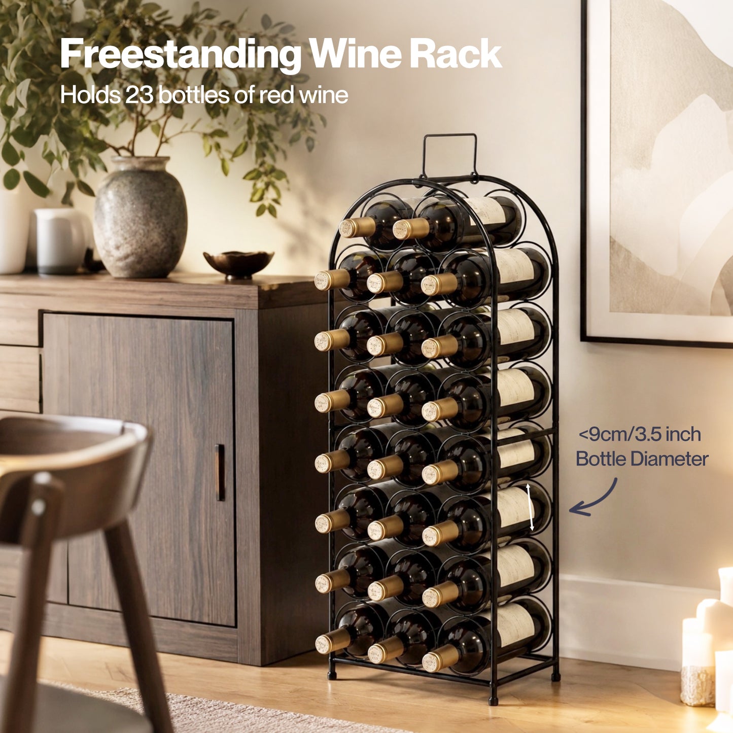 Levede Wine Rack 23 Bottles Freestanding Storage Organiser Stand Home Black