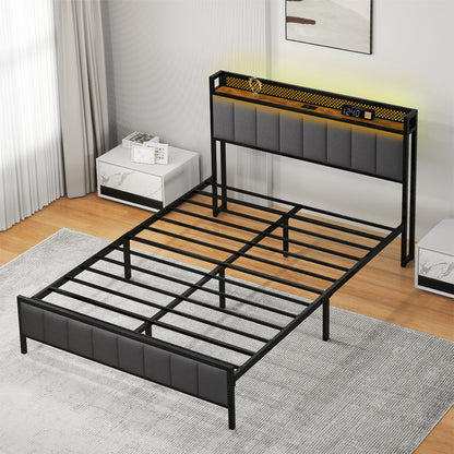 Levede Bed Frame Metal King Size LED Light Upholstered Soft Headboard USB Charge