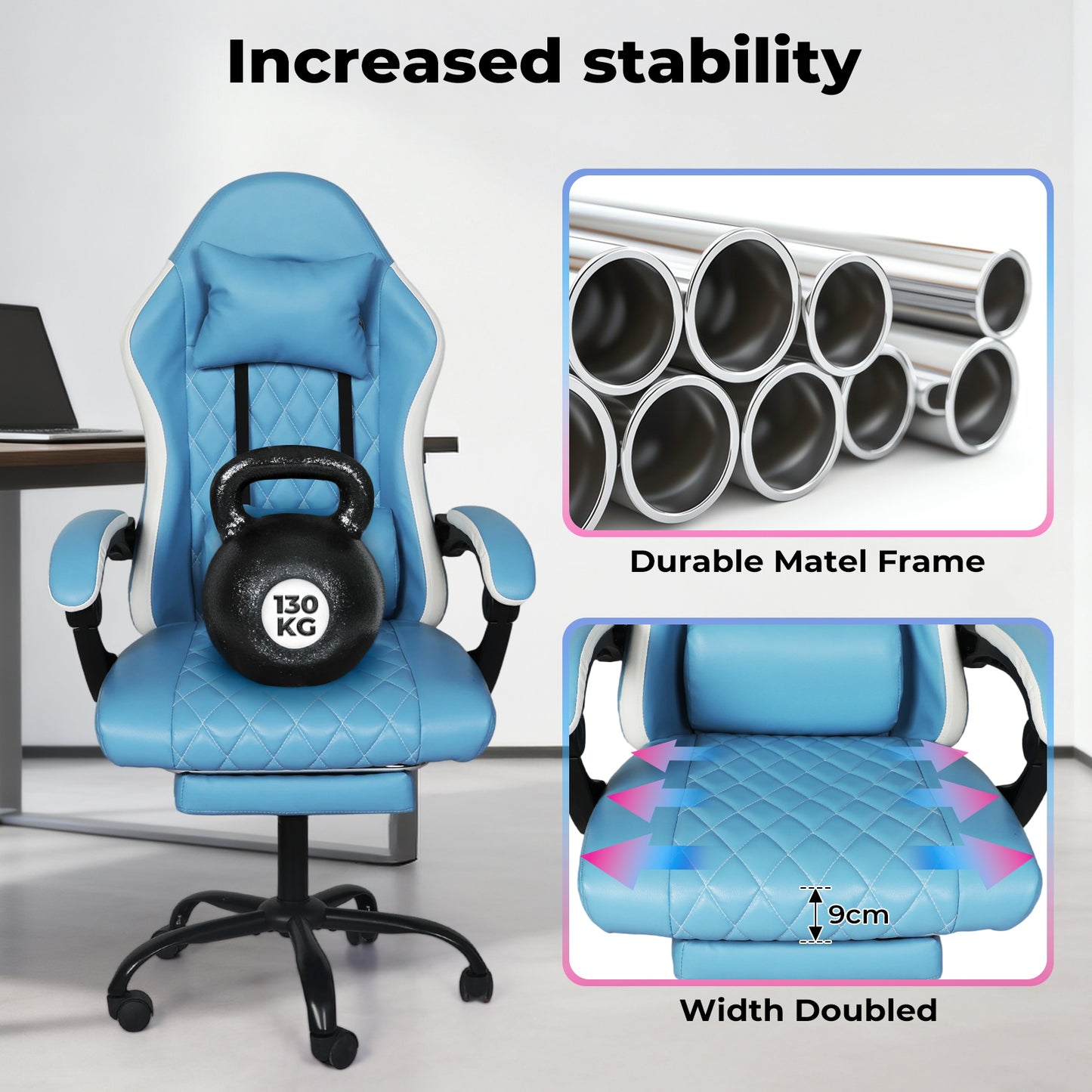 Levede Office Chair Gaming Racing Recliner Adjustable Spring Cushion Footrest