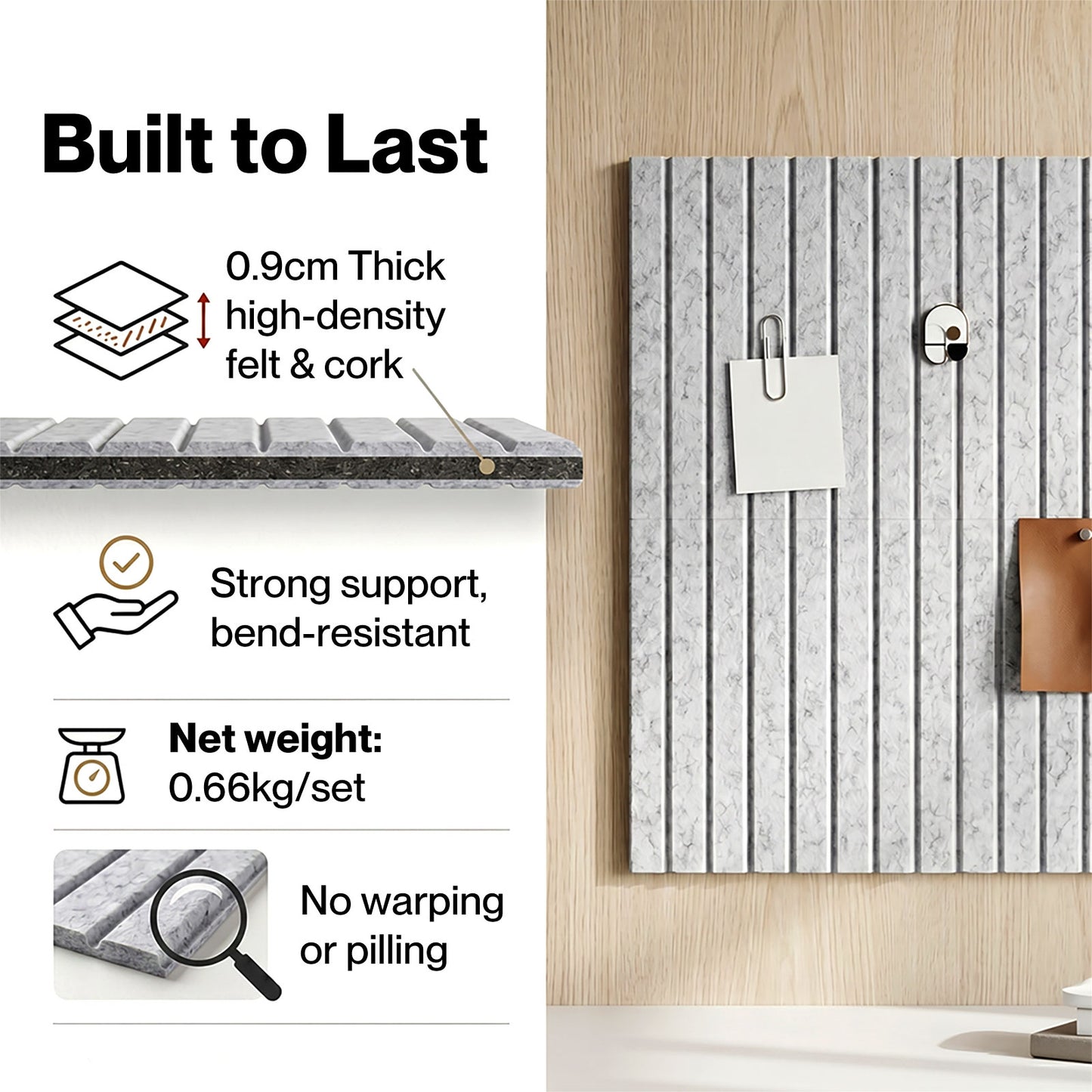 Levede Felt Notice Board 6 Pack Wall Tiles Pin Board Self Adhesive Grey 30x30cm