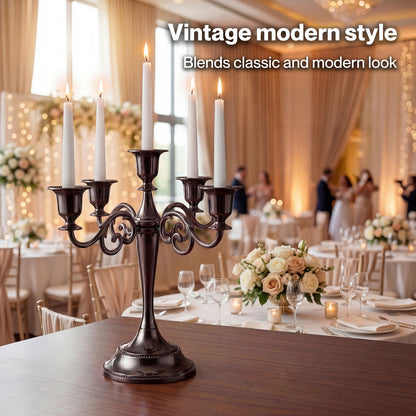 Levede Candle Holder 5 Arm Metal Candelabra Black Candlestick Stand Centerpiece