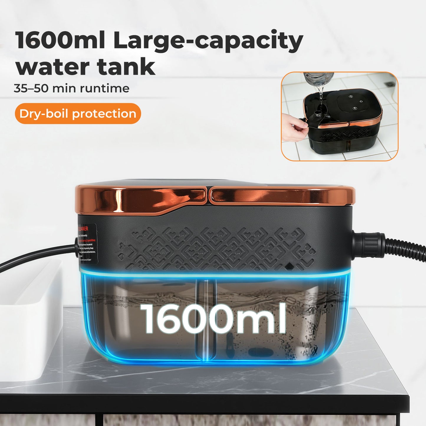 Spector Steam Cleaner Portable Multipurpose Steamer with Tools 6 Level 1600ml