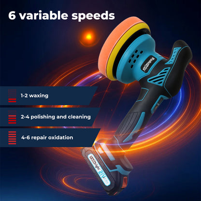 Traderight Cordless Car Polisher Buffer Sander Polishing Machine with 2 Battery
