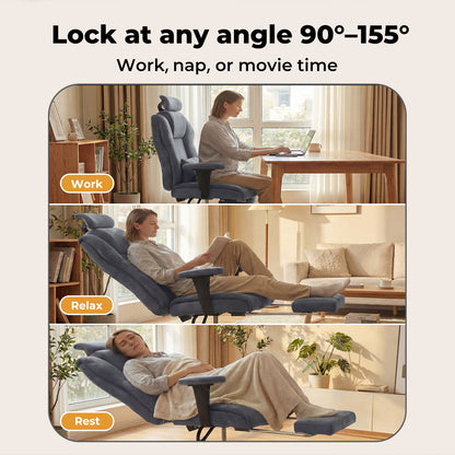 Levede Ergonomic Office Chair Suede Recline Pressure Relief Spring Seat Footrest