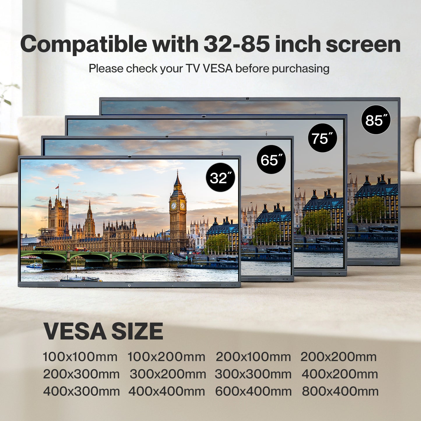 Levede TV Wall Bracket Mount Slim for 32-85 55 65 75 inch Flat 3D LCD LED Plasma