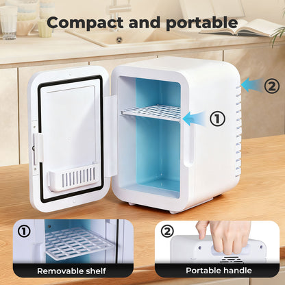 Spector Mini Fridge 5L Portable Small Cooler Warmer LED Makeup Mirror Car Home