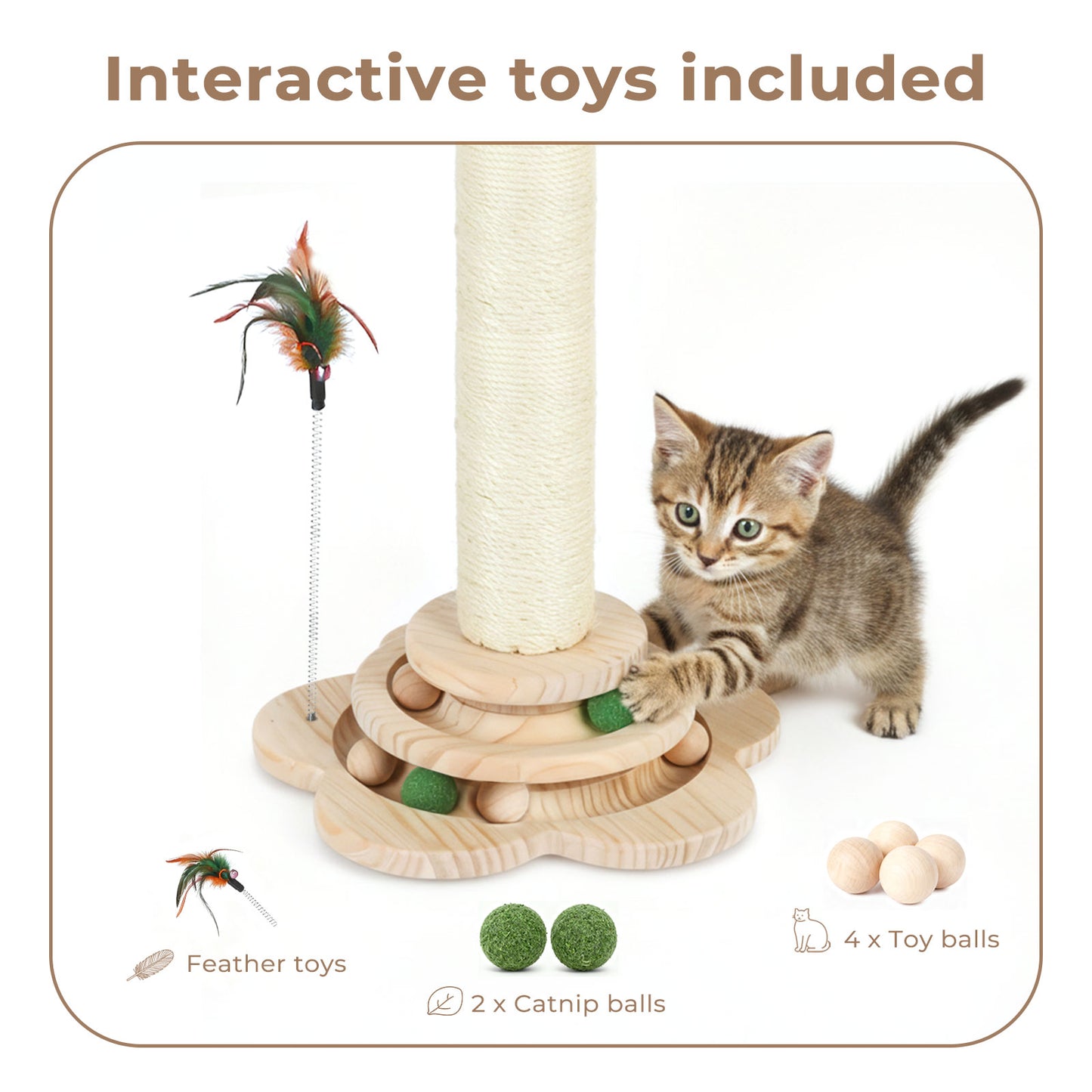 Skylos Cat Scratching Post Strong Natural Sisal Pole 45cm Activity Center Toys