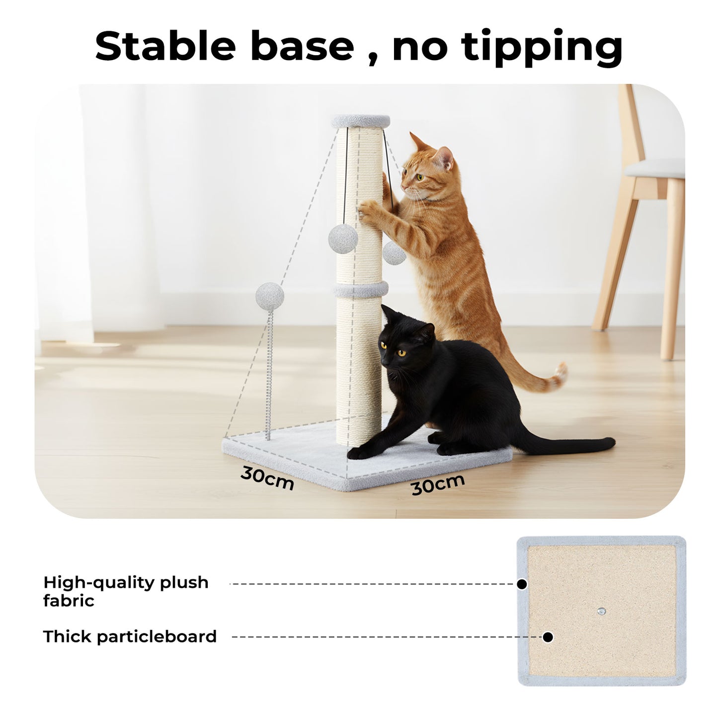 Skylos 51cm Cat Scratching Post Strong Natural Sisal Heavy Duty Base with Ball