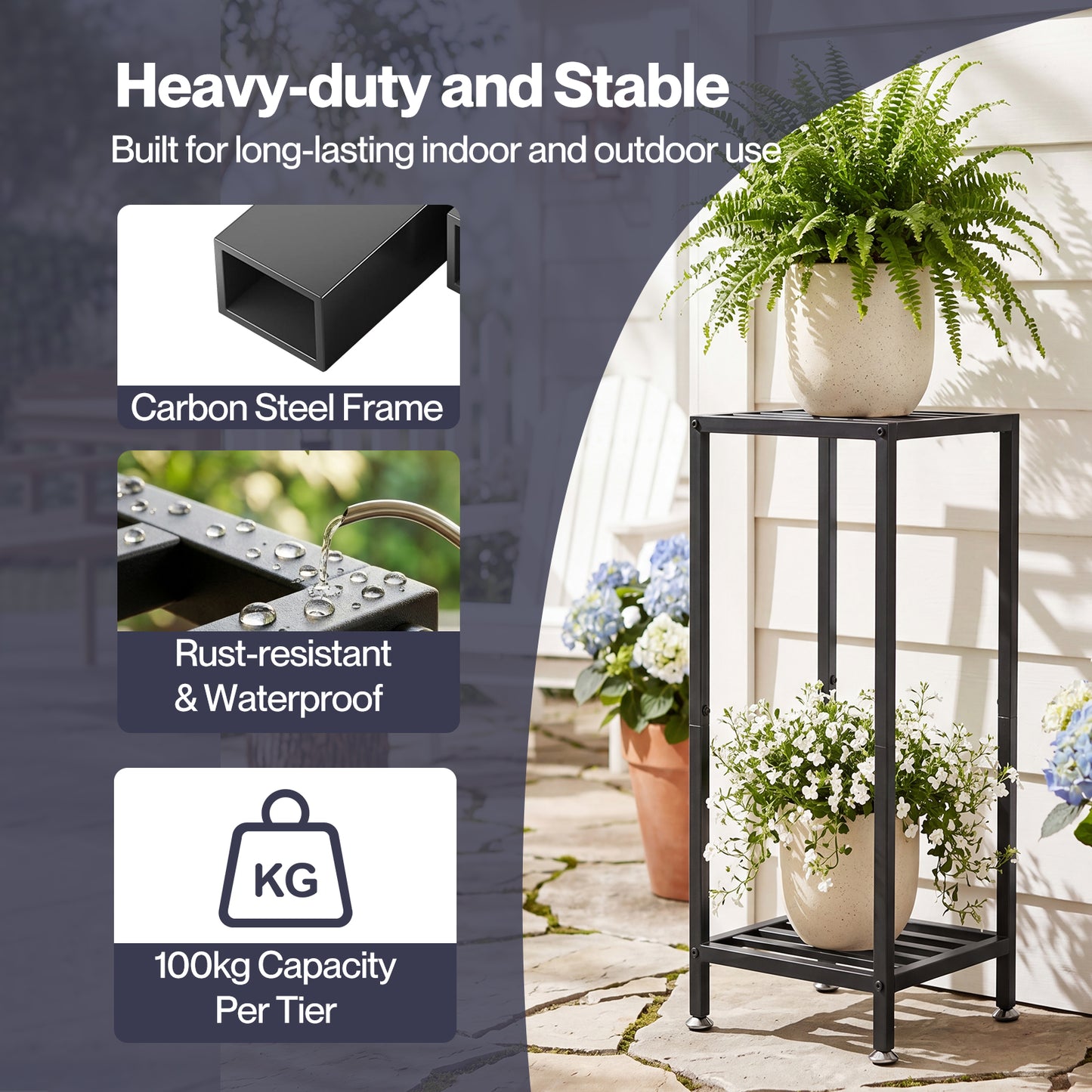 Levede 2 Tier Plant Stand Flower Pot Rack Shelf Planter Holder Indoor Outdoor