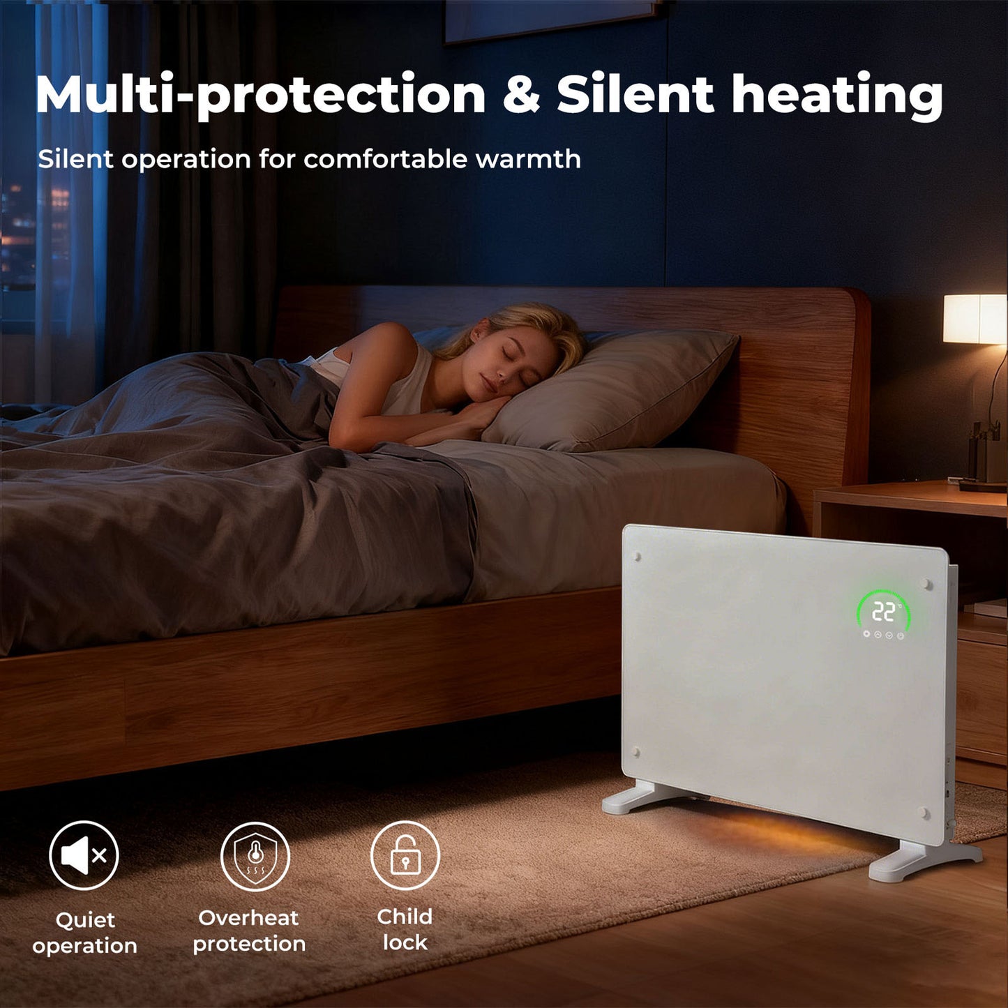 Spector Electric Panel Heater 2000W Radiator Wall Mounted Freestanding White