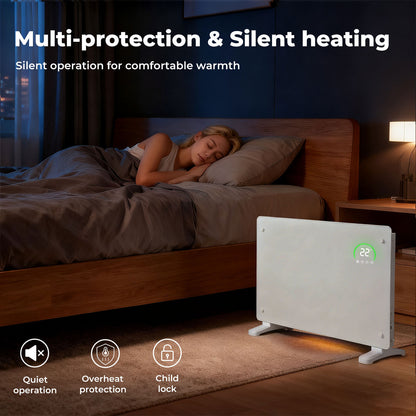 Spector Electric Panel Heater 2000W Radiator Wall Mounted Freestanding White