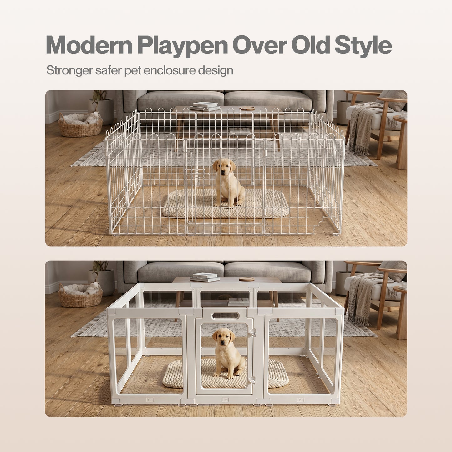Skylos Dog Pen  Transparent Dog Playpen  153x102x60cm  HDPE Acrylic  White