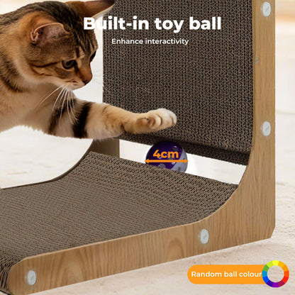Skylos 68cm High L Shaped Cat Scratching Board with Ball Toy Wall Furniture