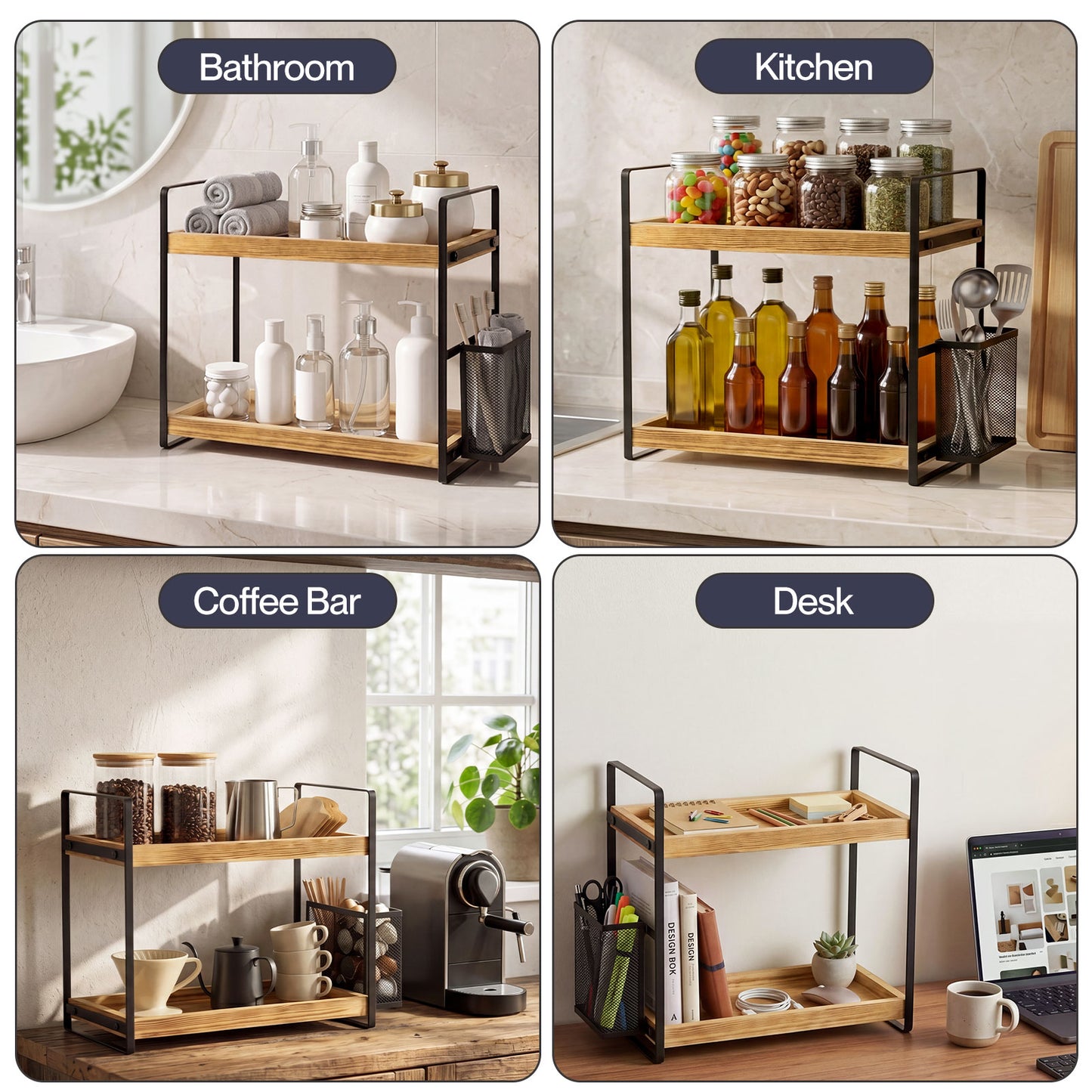 Levede Bathroom Organiser Countertop 2 Tier Perfume Skincare Storage Shelf