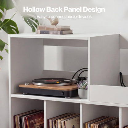 Levede Record Player Stand 300+ Album Storage Turntable Cabinet Rubber Wood White