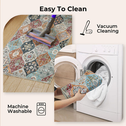 Marlow Floor Area Rug Runner for Living Room Bedroom Washable Non Slip 80x150cm