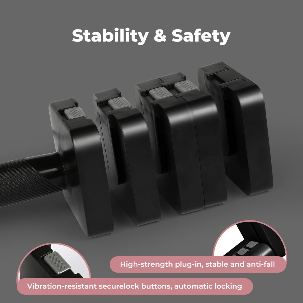 Centra A Pair 2.8KG-10KG Adjustable Dumbbells With Metal Weight Block Set Black