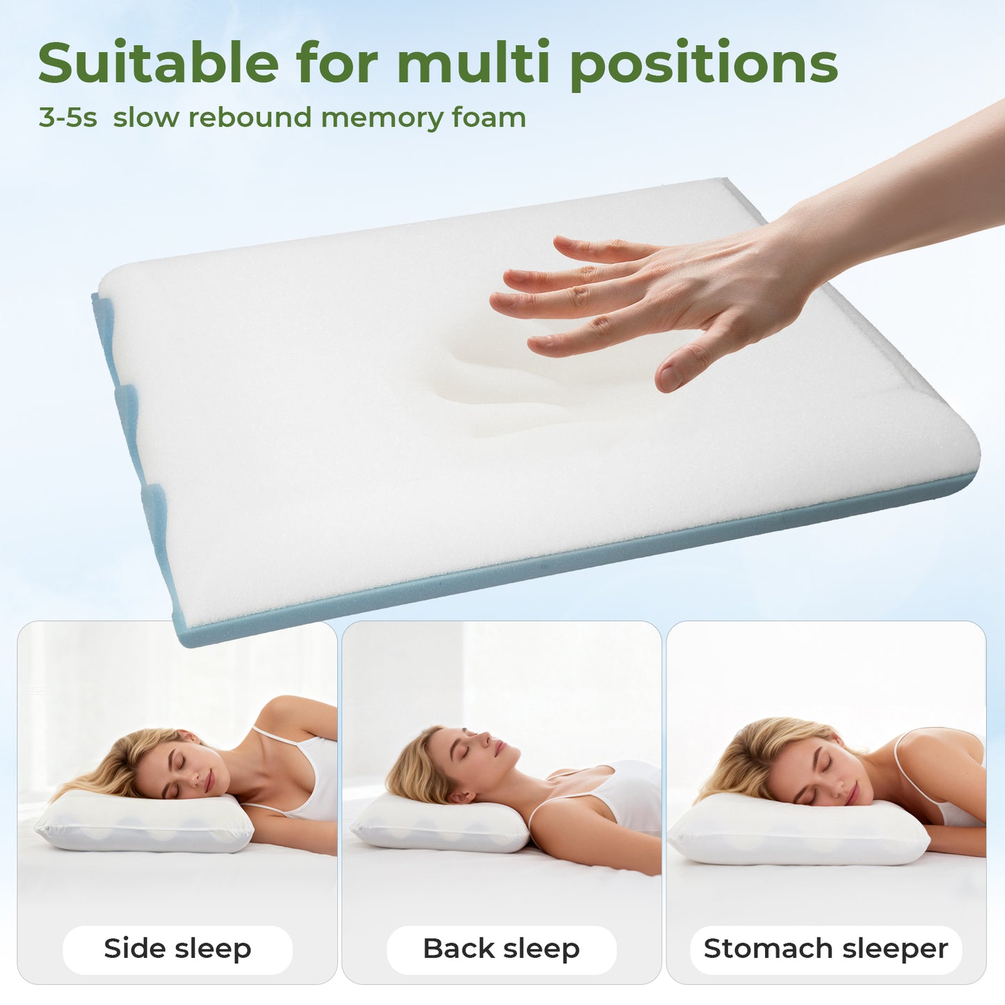Lavio Luxury Pillow Firm Side Support Memory Foam with Soft Side Foam Reversible
