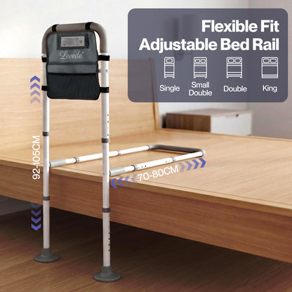 Levede Adjustable Bed Rail with LED Sensor Light Storage Pocket Bed Handle Guard