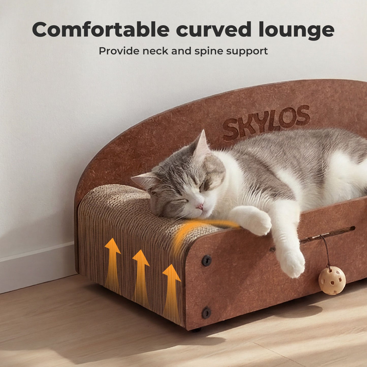 Skylos Cat Scratcher Scratching Board Corrugated Cardboard Scratch Bed 2 Balls